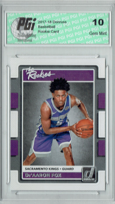 De'Aaron Fox 2017 Donruss #5 The Rookies SP Rookie Card PGI 10