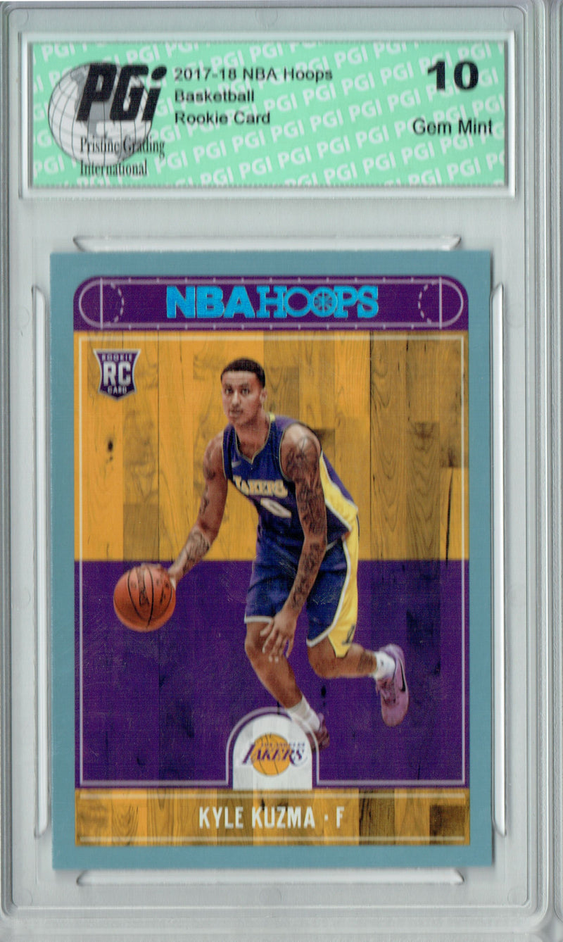 Kyle Kuzma 2017 Hoops #277 Platinum Blue SP Rookie Card PGI 10