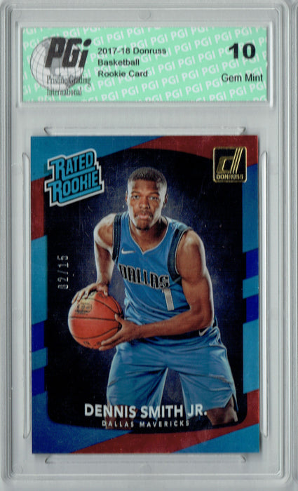 Dennis Smith Jr. 2017 Donruss #192 Blue Laser SP #2/15 Made Rookie Card PGI 10