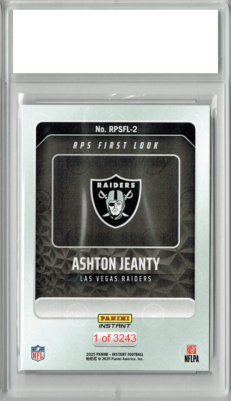 Certified Mint+ Ashton Jeanty 2025 Panini Instant #RPSFL-2 RPS First Look Rookie Card Las Vegas Raiders