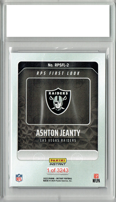 Ashton Jeanty 2025 Panini Instant #RPSFL-2 RPS First Look Rookie Card PGI 10