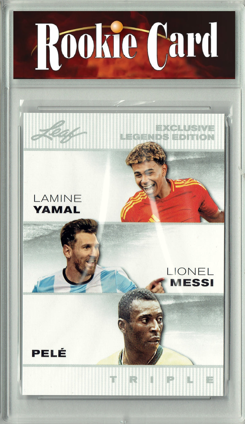 Certified Mint+ Lamine Yamal 2024 Leaf #ELE46 Triple Rookie Card Lionel Messi Pele