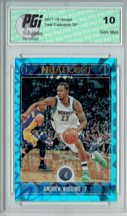 Andrew Wiggins 2017 Hoops #219 Teal Explosion SP Card PGI 10