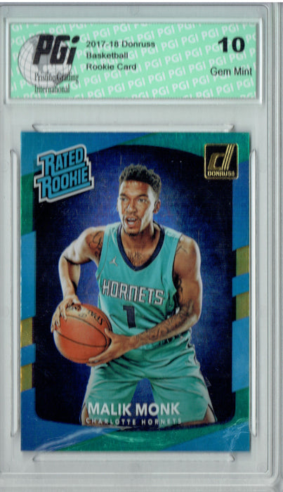 Malik Monk 2017 Donruss #190 Blue Green Laser SP Rookie Card PGI 10