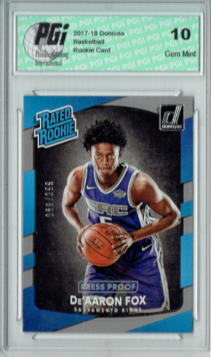 De'Aaron Fox 2017 Donruss #196 Press Proof 299 Made Rookie Card PGI 10