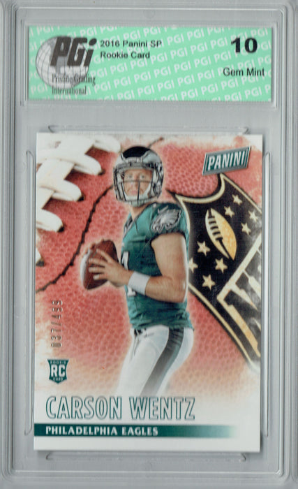 Carson Wentz 2016 Panini SP #54 Only 499 Made Rookie Card PGI 10