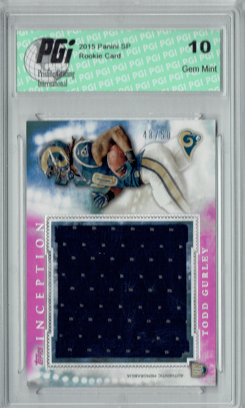Todd Gurley 2015 Panini Inception #RJR-TG Jersey SP 50 Made Rookie Card PGI 10