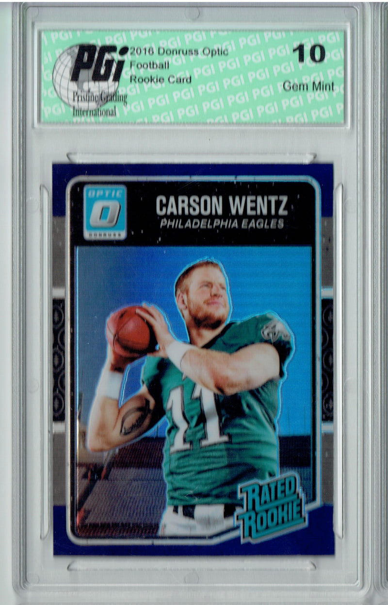 Carson Wentz 2016 Donruss Optic #156 Purple Refractor Rookie Card PGI 10