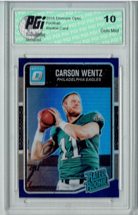 Carson Wentz 2016 Donruss Optic #156 Purple Refractor Rookie Card PGI 10