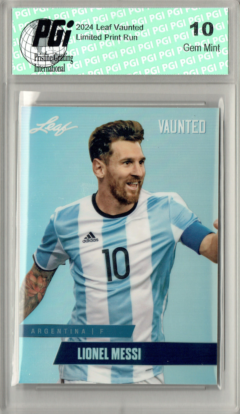 Lionel Messi 2024 Leaf Vaunted Metal #VM-11 Silver 25 Made Rare Trading Card PGI 10