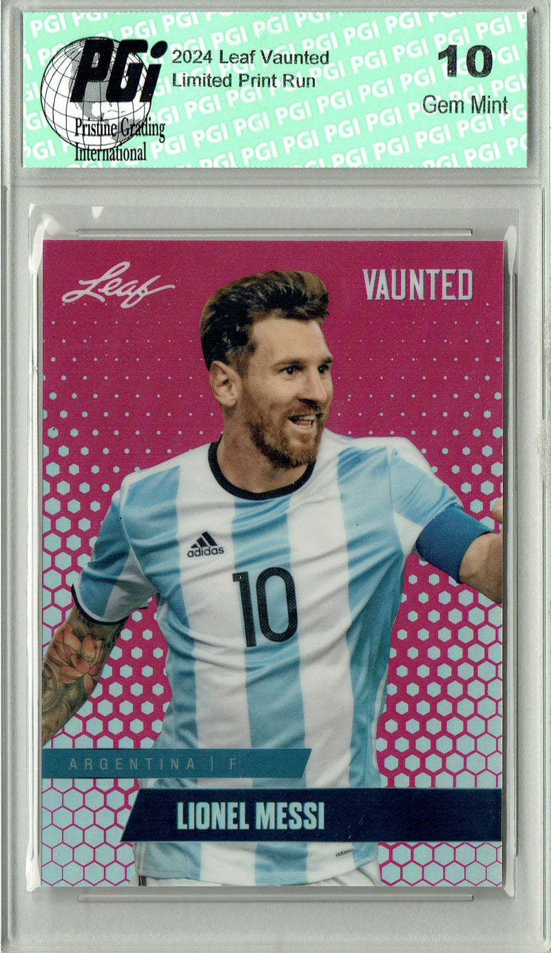 Lionel Messi 2024 Leaf Vaunted Metal #VM-11 Pink 10 Made Rare Trading Card PGI 10