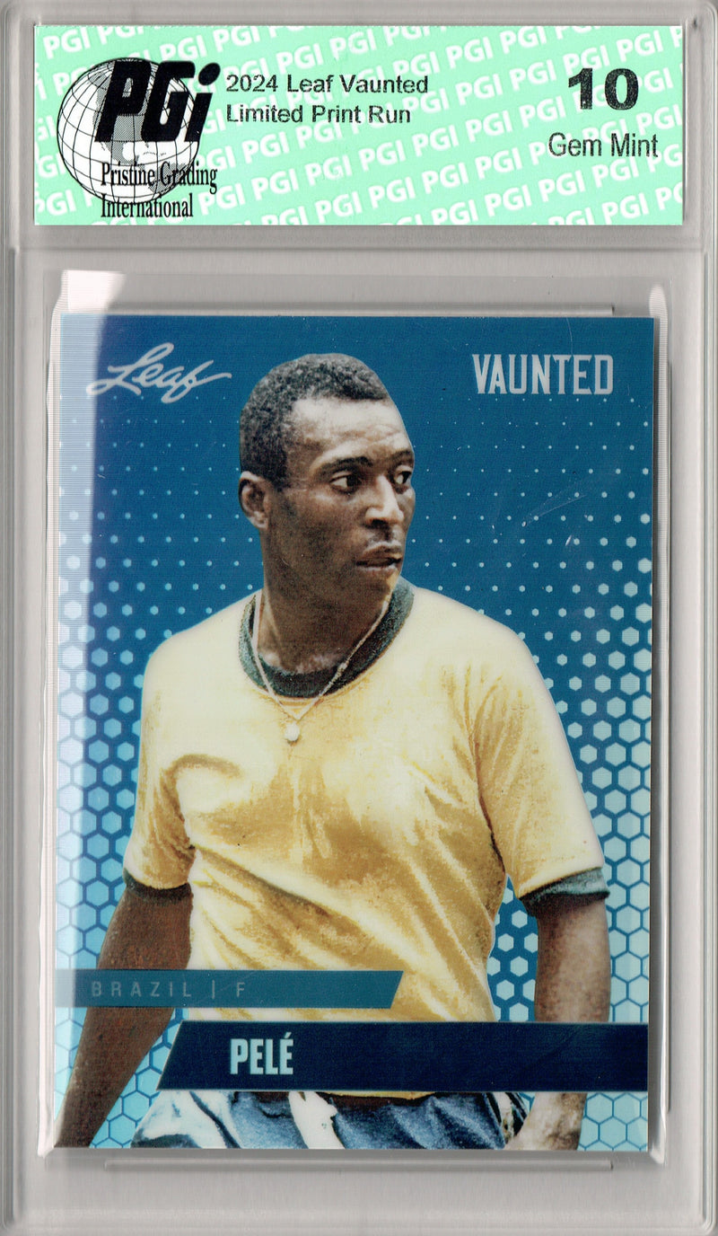 Pele 2024 Leaf Vaunted Metal #VM-14 Blue 20 Made Rare Trading Card PGI 10