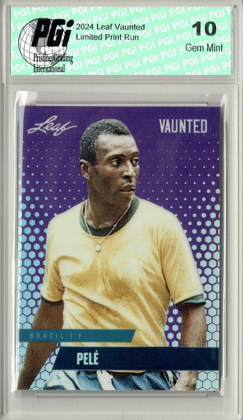 Pele 2024 Leaf Vaunted Metal #VM-14 Purple 15 Made Rare Trading Card PGI 10