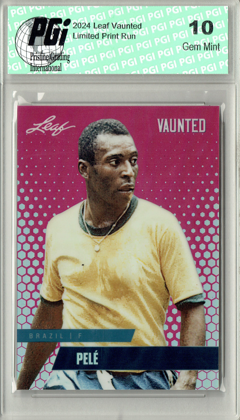Pele 2024 Leaf Vaunted Metal #VM-14 Pink 10 Made Rare Trading Card PGI 10