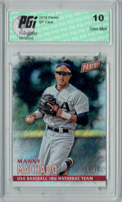 Manny Machado 2016 Panini #25 Shimmer SP, #10/10 Ever Made Card PGI 10