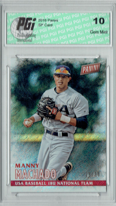 Manny Machado 2016 Panini #25 Shimmer SP, #6/10 Ever Made Card PGI 10