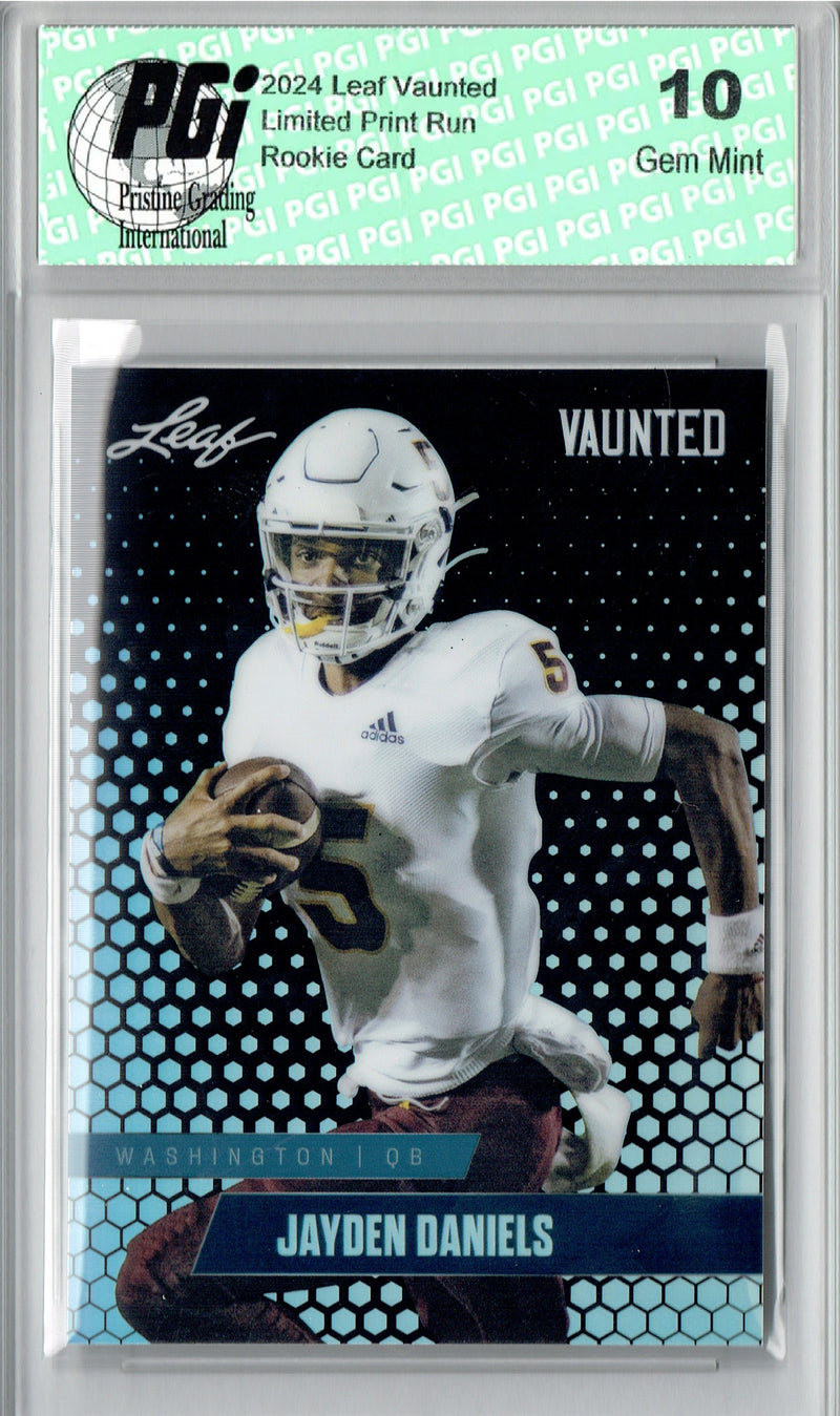 Jayden Daniels 2024 Leaf Vaunted Metal #VM-07 Black 7 Made Rookie Card PGI 10