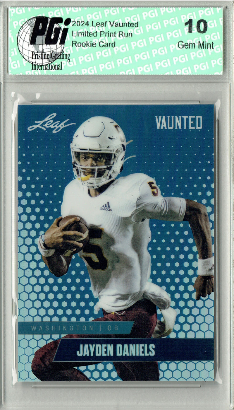 Jayden Daniels 2024 Leaf Vaunted Metal #VM-07 Blue 20 Made Rookie Card PGI 10