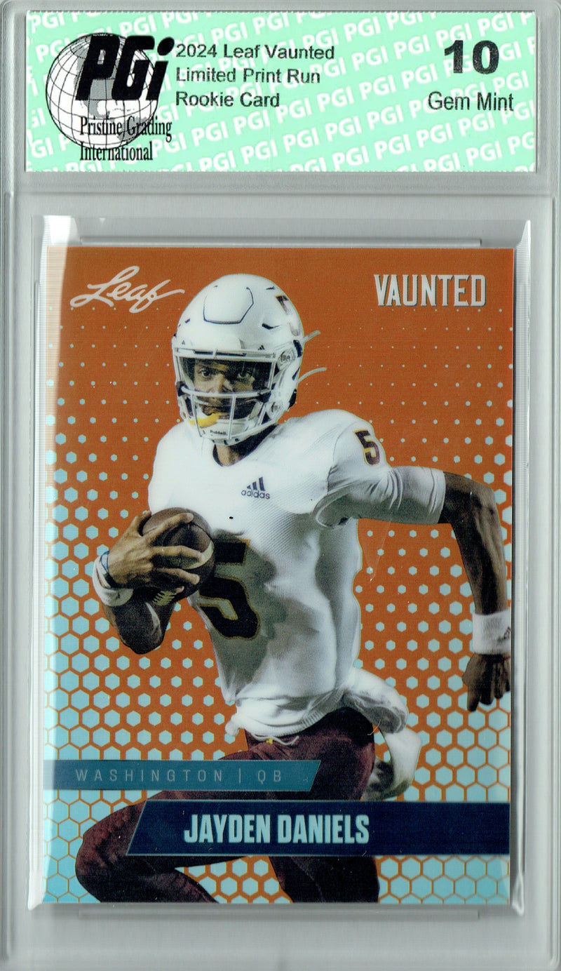 Jayden Daniels 2024 Leaf Vaunted Metal #VM-07 Orange Only 3 Made Rookie Card PGI 10