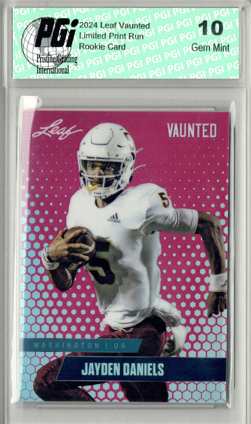 Jayden Daniels 2024 Leaf Vaunted Metal #VM-07 Pink 10 Made Rookie Card PGI 10