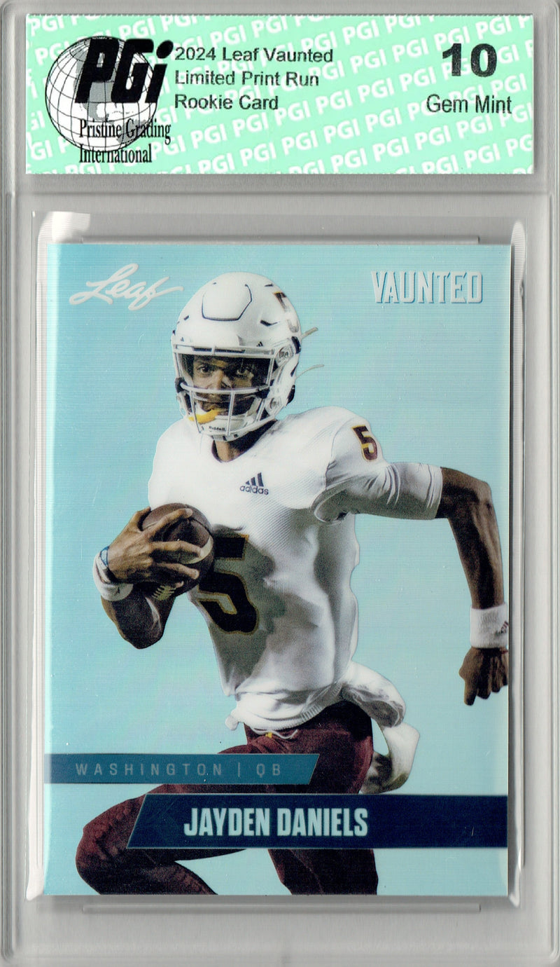 Jayden Daniels Rookie Card Washington PGI 10 Gem Mint Football Trading Card 2024 Leaf Vaunted Metal #VM-07 Silver 25 Made