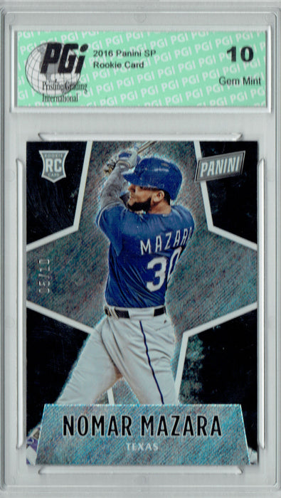 Nomar Mazara 2016 Panini #61 Glitter SP, 10 Made Rookie Card PGI 10