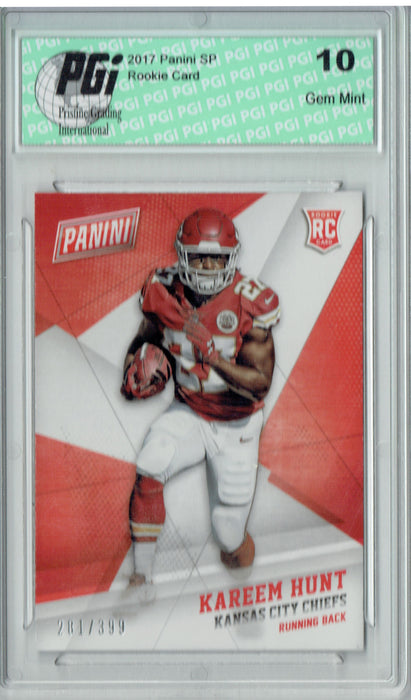 Kareem Hunt 2017 Panini #58 Lasers SP Only 50 Made Rookie Card PGI 10