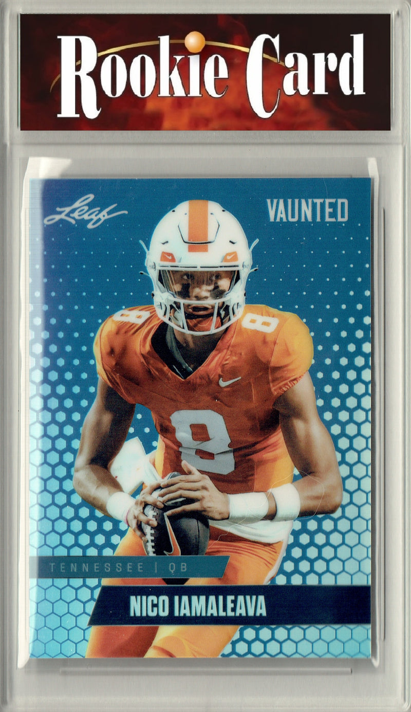 Nico Iamaleava Rookie Card Tennessee Football Trading Card 2024 Leaf Vaunted Metal #VM-12 Blue 20 Made  Certified Mint+