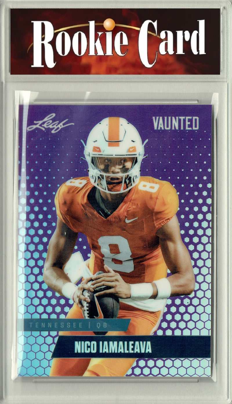 Nico Iamaleava Rookie Card Tennessee Football Trading Card 2024 Leaf Vaunted Metal #VM-12 Purple 15 Made  Certified Mint+