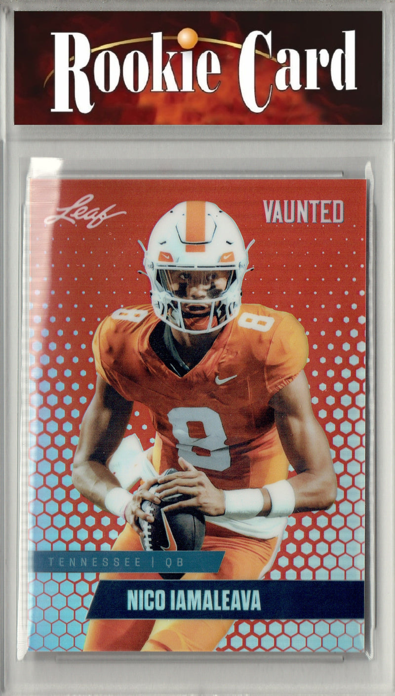 Nico Iamaleava Rookie Card Tennessee Football Trading Card 2024 Leaf Vaunted Metal #VM-12 Red Only 2 Made  Certified Mint+