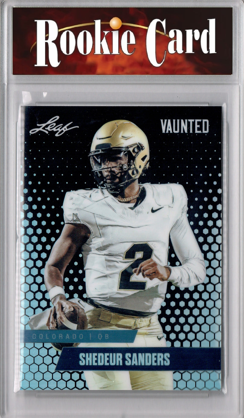 Shedeur Sanders Rookie Card Cleveland Football Trading Card 2024 Leaf Vaunted Metal #VM-16 Black 7 Made  Certified Mint+
