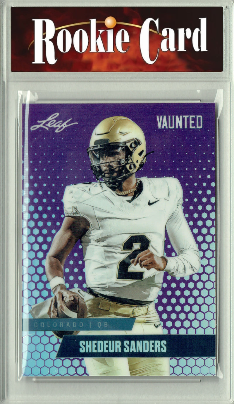Shedeur Sanders Rookie Card Cleveland Football Trading Card 2024 Leaf Vaunted Metal #VM-16 Purple 15 Made  Certified Mint+