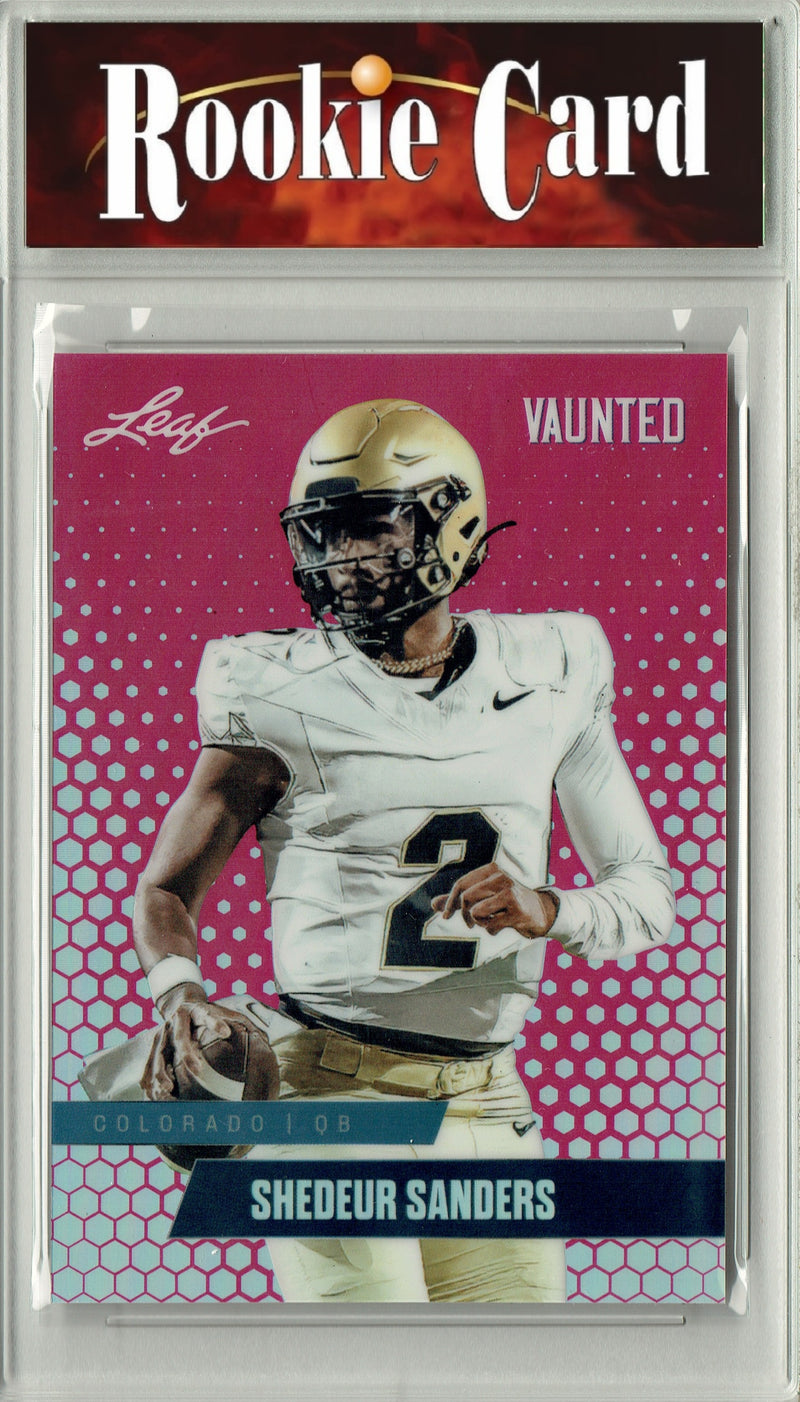 Shedeur Sanders Rookie Card Cleveland Football Trading Card 2024 Leaf Vaunted Metal #VM-16 Pink 10 Made  Certified Mint+
