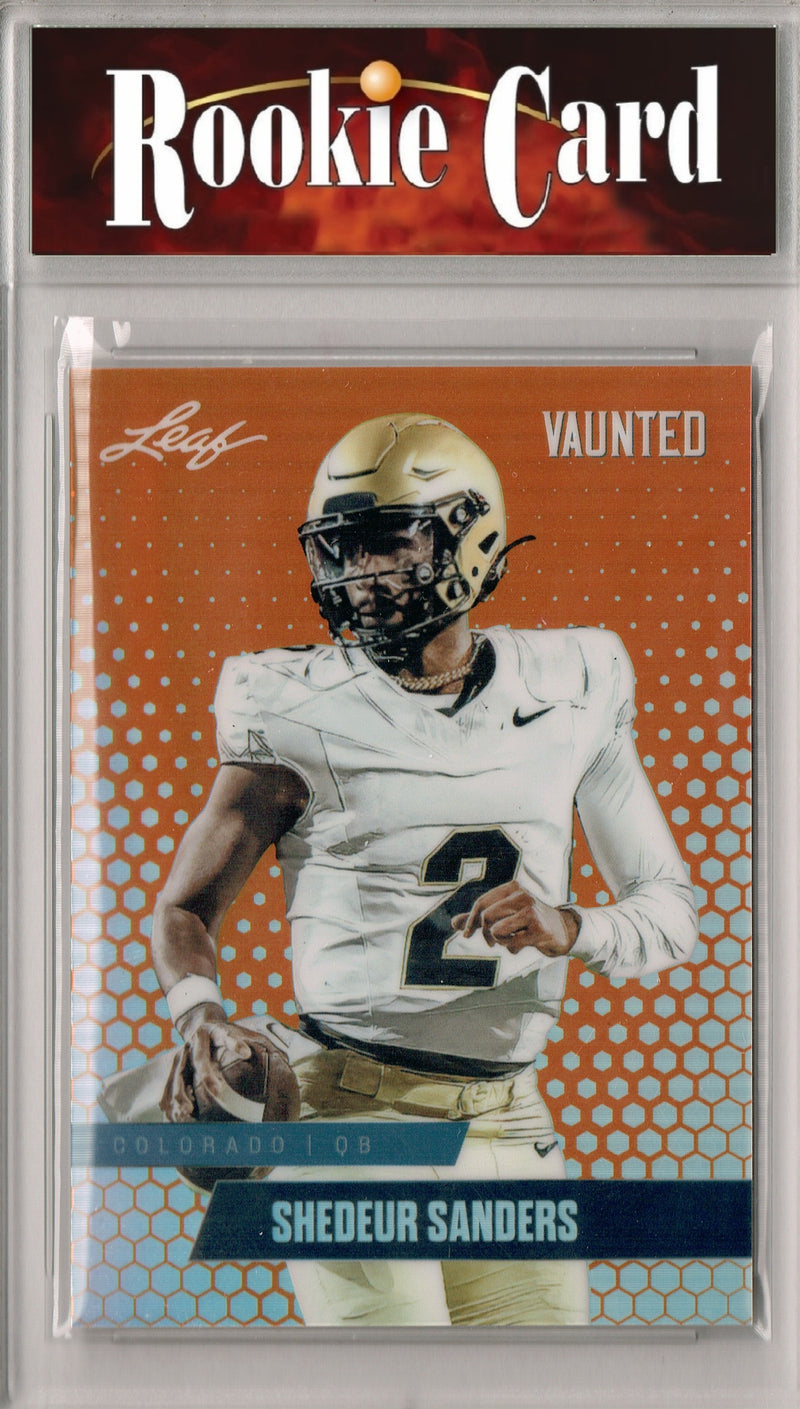 Shedeur Sanders Rookie Card Cleveland Football Trading Card 2024 Leaf Vaunted Metal #VM-16 Orange Only 3 Made  Certified Mint+