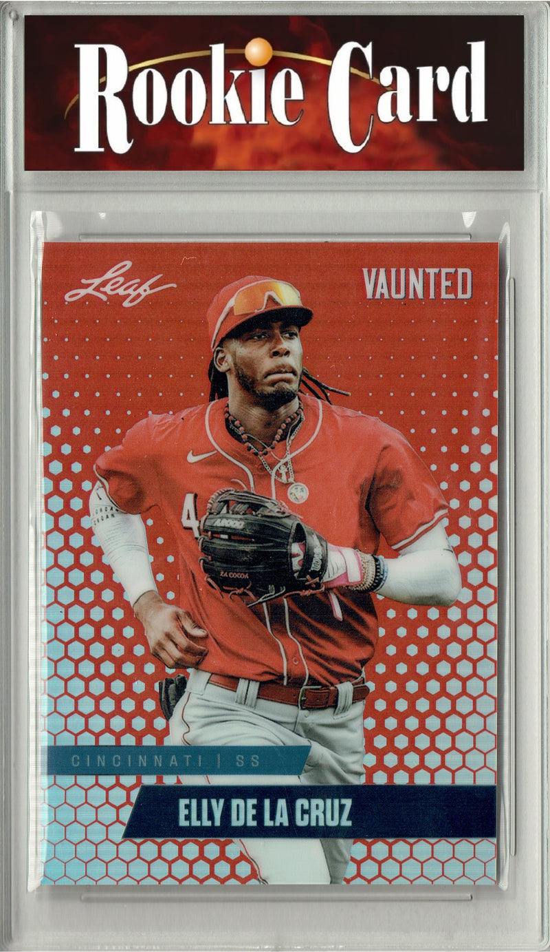 Certified Mint+ Elly De La Cruz 2024 Leaf Vaunted Metal #VM-03 Red #2/2 Made Rookie Card Cincinnati Reds