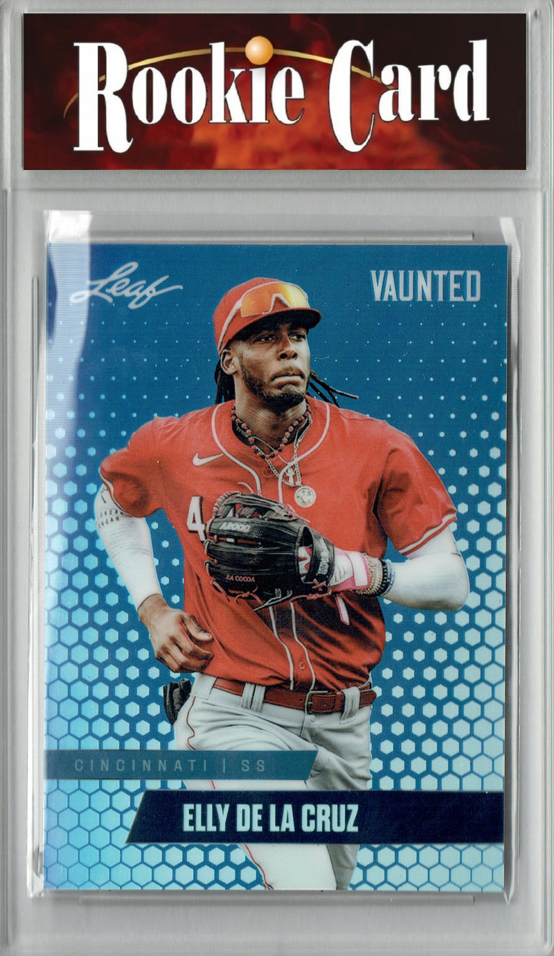 Certified Mint+ Elly De La Cruz 2024 Leaf Vaunted Metal #VM-03 Blue 20 Made Rookie Card Cincinnati Reds