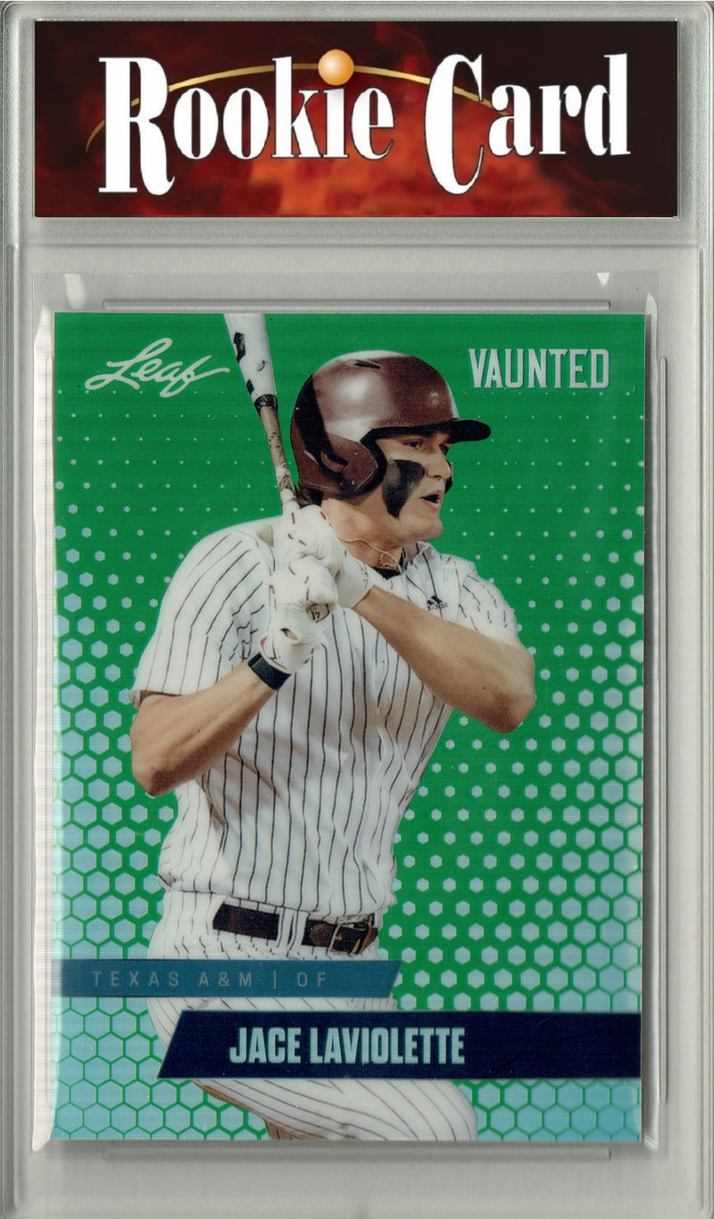 Certified Mint+ Jace LaViolette 2024 Leaf Vaunted Metal #VM-05 Green 5 Made Rookie Card Cleveland Guardians