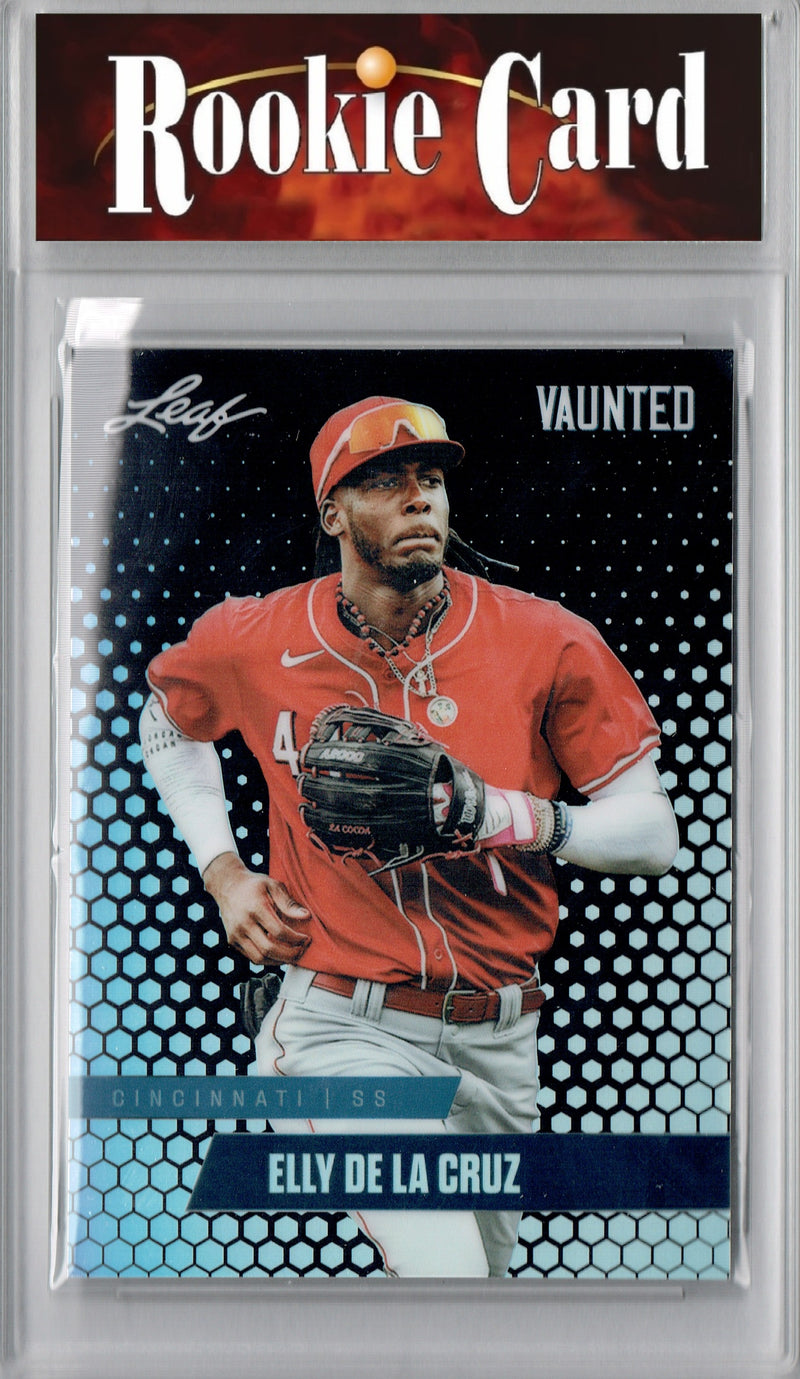 Certified Mint+ Elly De La Cruz 2024 Leaf Vaunted Metal #VM-03 Black 7 Made Rookie Card Cincinnati Reds