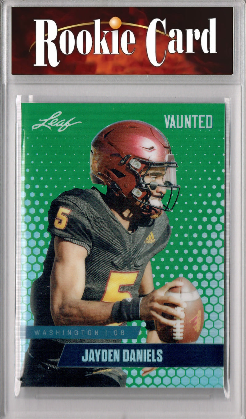 Certified Mint+ Jayden Daniels 2024 Leaf Vaunted Metal #VM-06 Green 5 Made Rookie Card Washington Commanders