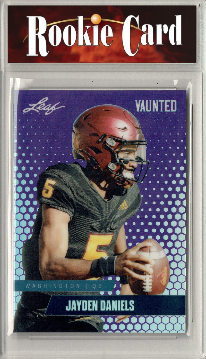 Jayden Daniels Rookie Card Washington Football Trading Card 2024 Leaf Vaunted Metal #VM-06 Purple 15 Made  Certified Mint+