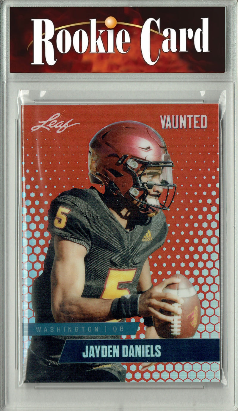 Jayden Daniels Rookie Card Washington Football Trading Card 2024 Leaf Vaunted Metal #VM-06 Red Only 2 Made  Certified Mint+