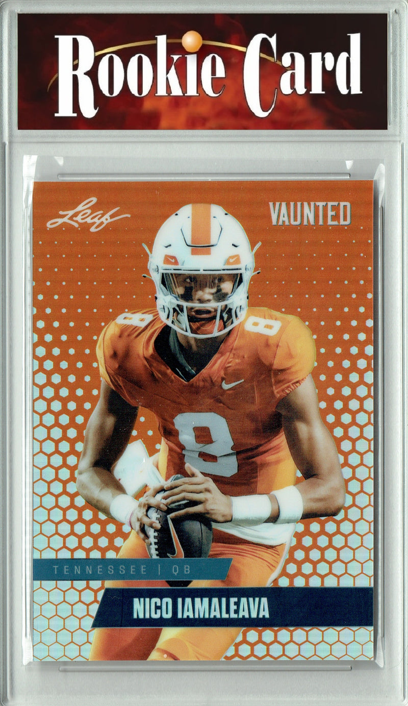 Nico Iamaleava Rookie Card Tennessee Football Trading Card 2024 Leaf Vaunted Metal #VM-12 Orange Only 3 Made  Certified Mint+