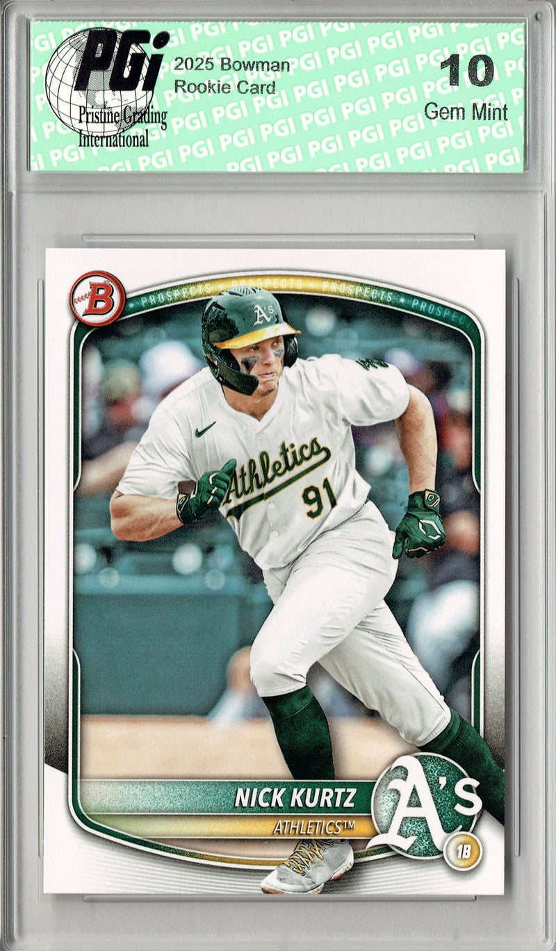 PGI 10 Nick Kurtz 2025 Bowman #BP-114 A's 4 HRs! Athletics Rookie Card