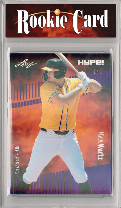 Certified Mint+ Nick Kurtz 2024 Leaf HYPE! #149 Purple Shimmer 1 of 1 Rookie Card Oakland Athletics