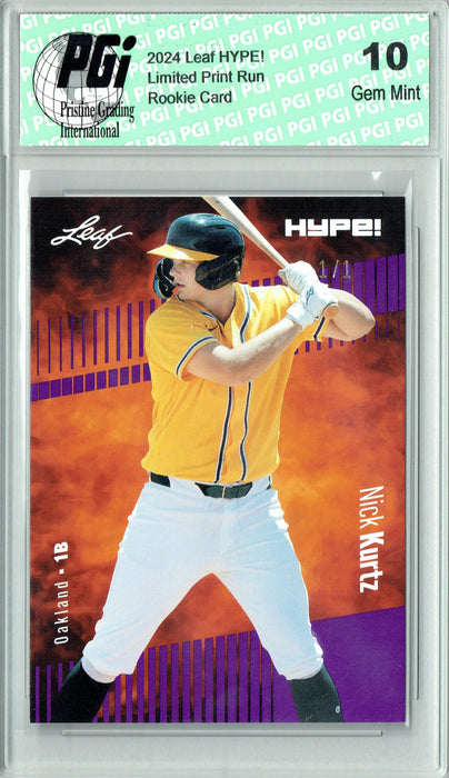 Nick Kurtz 2024 Leaf HYPE! #149 Purple Blank Back 1 of 1 Rookie Card PGI 10