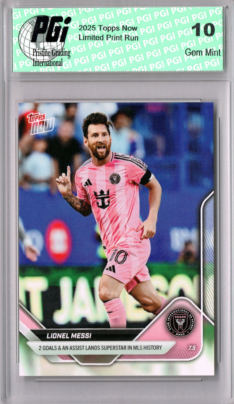 Lionel Messi 2025 Topps Now #60 MLS History Rare Trading Card PGI 10