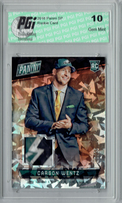 Carson Wentz 2016 Panini #2 Logo Patch #6/25 Rookie Card PGI 10