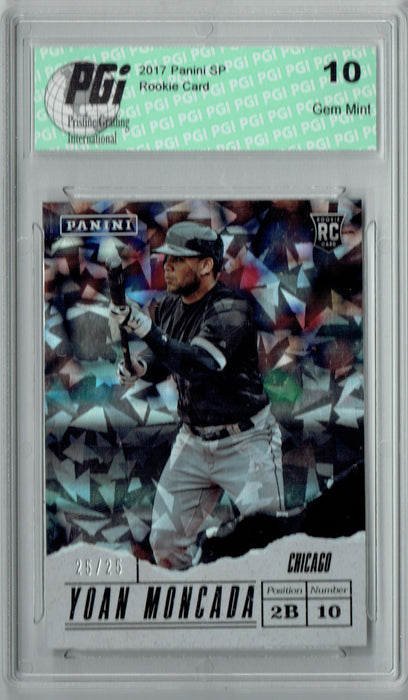 Yoan Moncada 2017 Panini #87 Cracked Ice 25 Made Rookie Card PGI 10