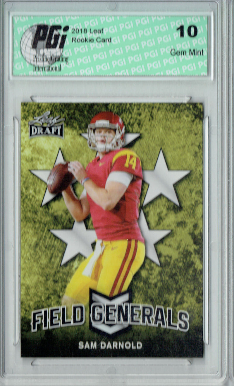 Sam Darnold Rookie Card New York PGI 10 Gem Mint Football Trading Card 2018 Leaf Draft #FG-09 Field Generals