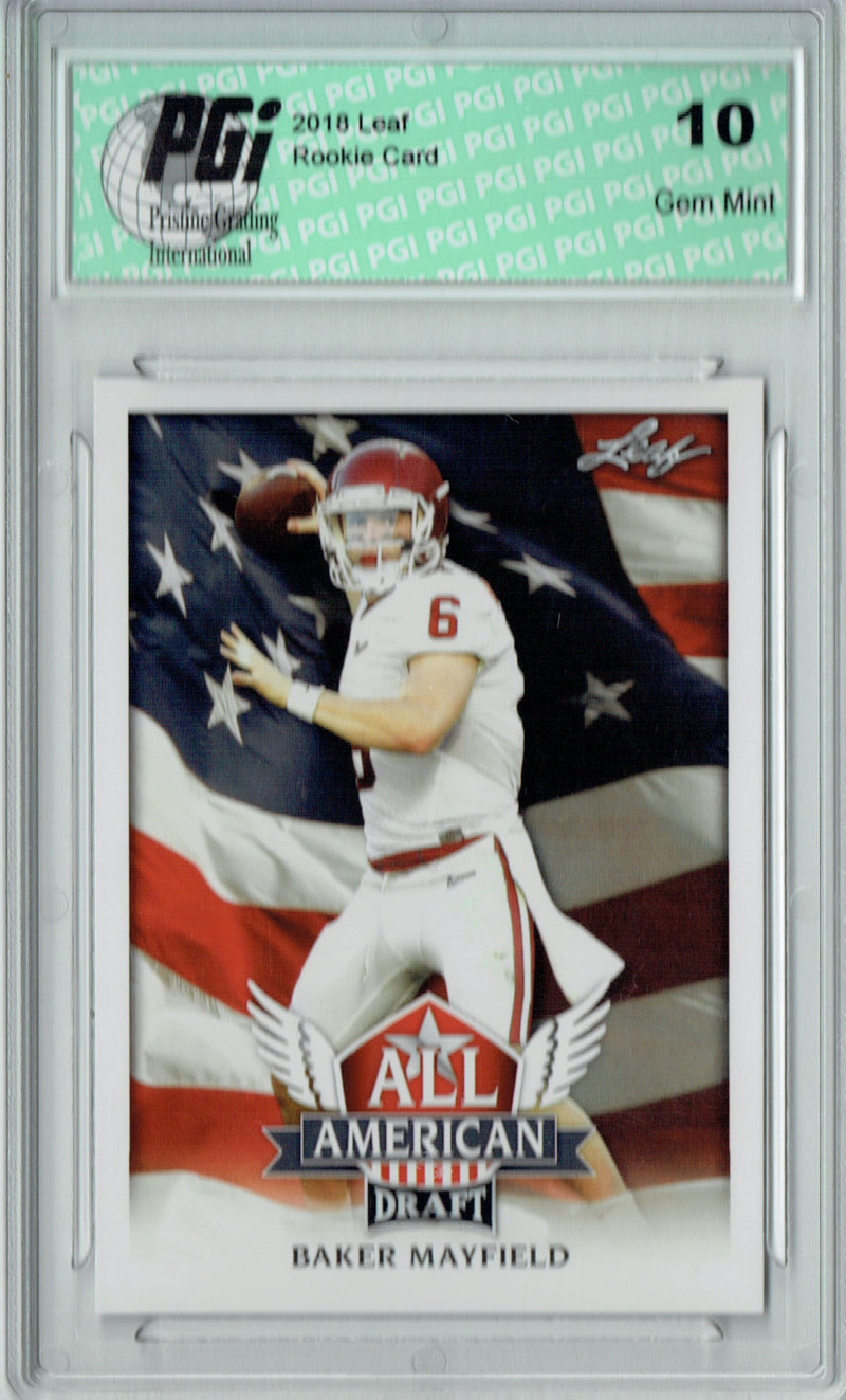 Baker Mayfield Rookie Card Cleveland PGI 10 Gem Mint Football Trading Card 2018 Leaf Draft #AA-02 All American